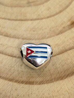 Pandora Cuba Flag Heart Exclusive Charm, S925 Silver Jewelry